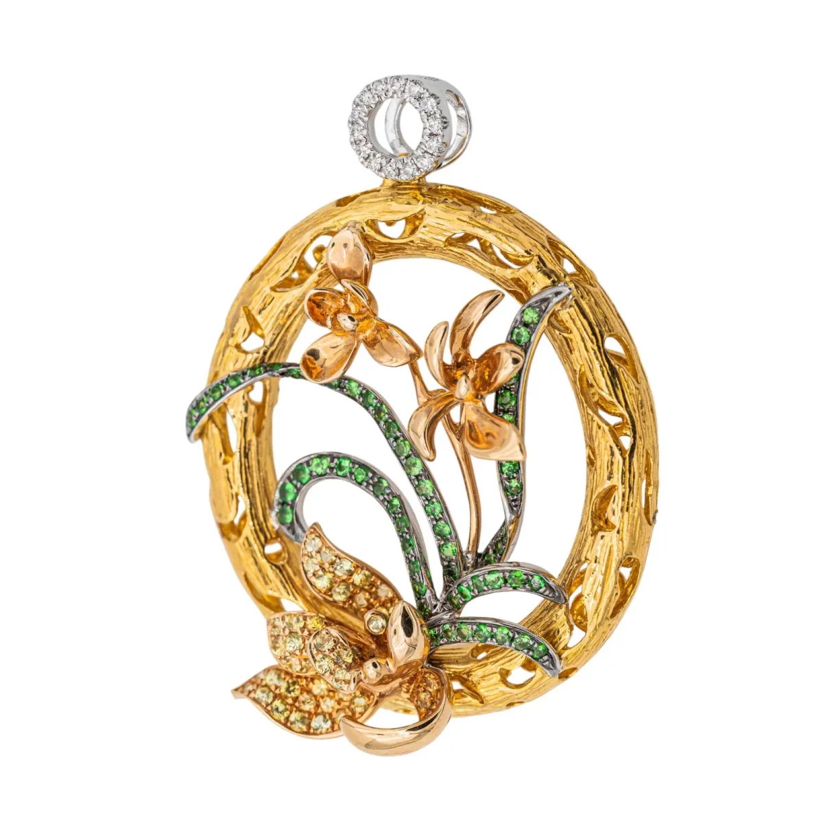 Pendentif Or jaune, Or blanc, Or rose Saphir, Diamant