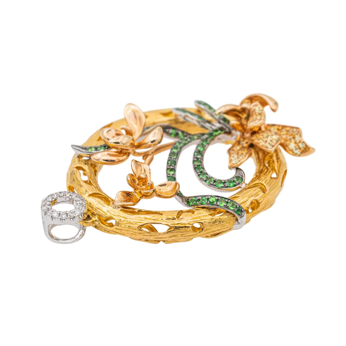 Pendentif Or jaune, Or blanc, Or rose Saphir, Diamant – Image 3