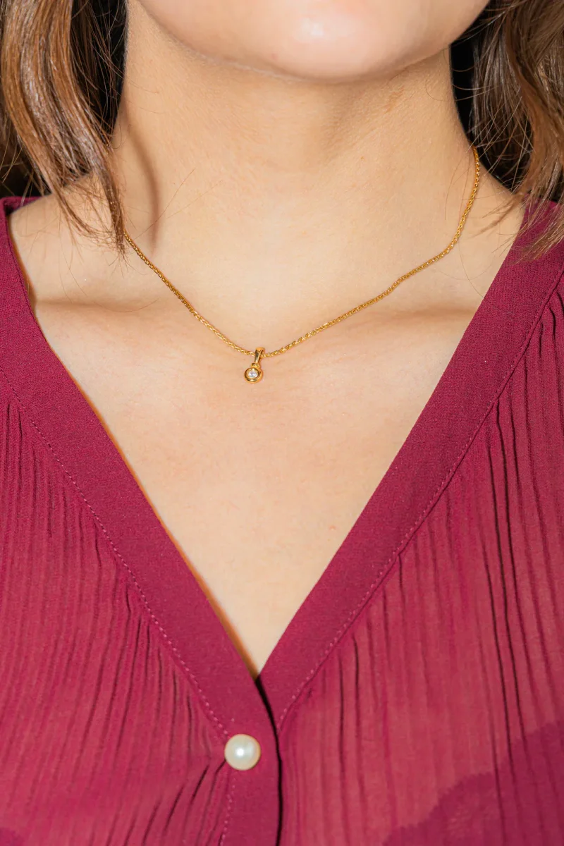 Collier Solitaire Or jaune Diamant – Image 3