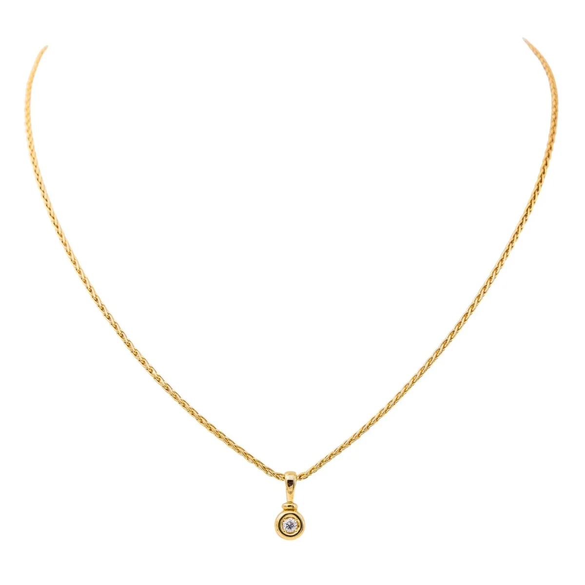 Collier Solitaire Or jaune Diamant – Image 4