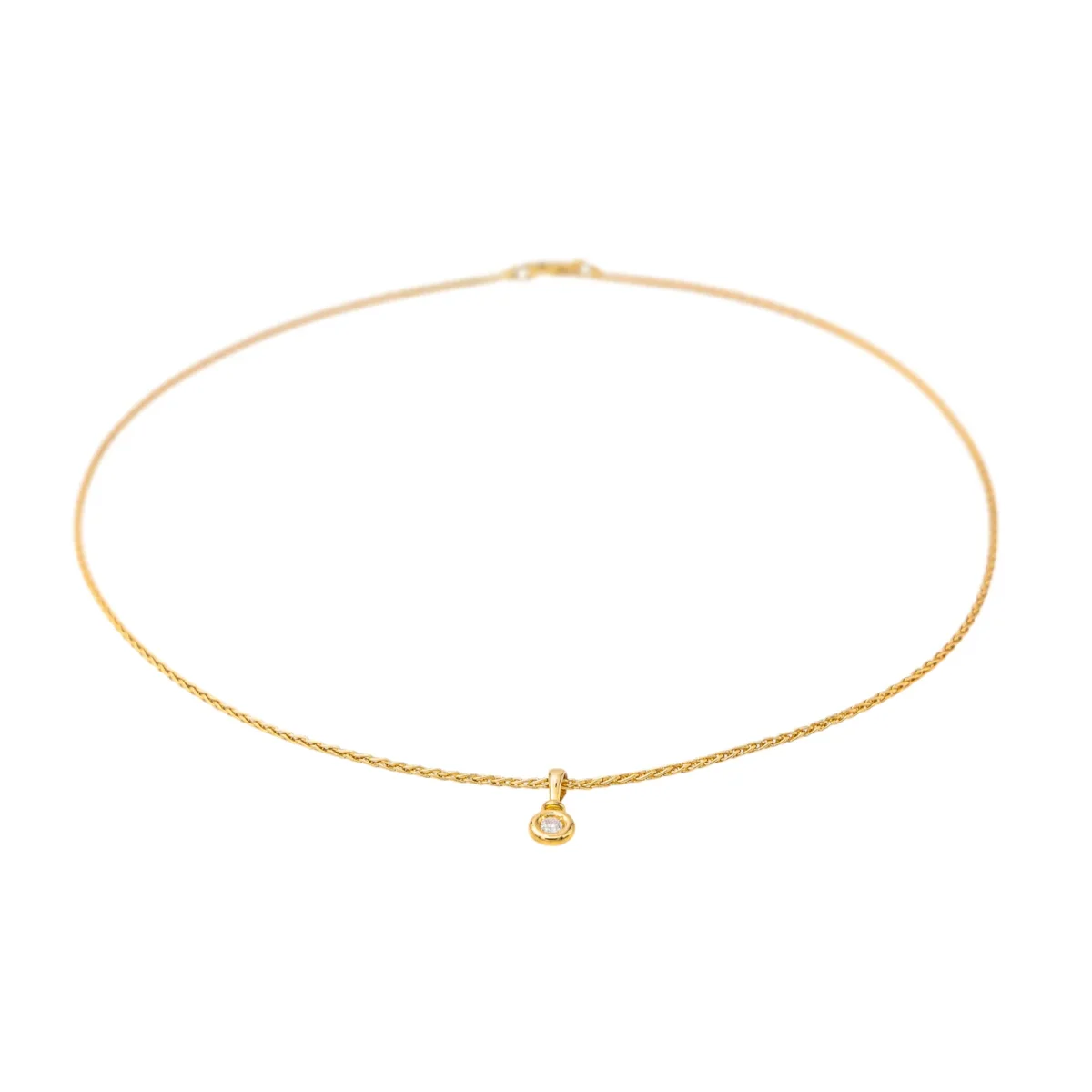 Collier Solitaire Or jaune Diamant – Image 5