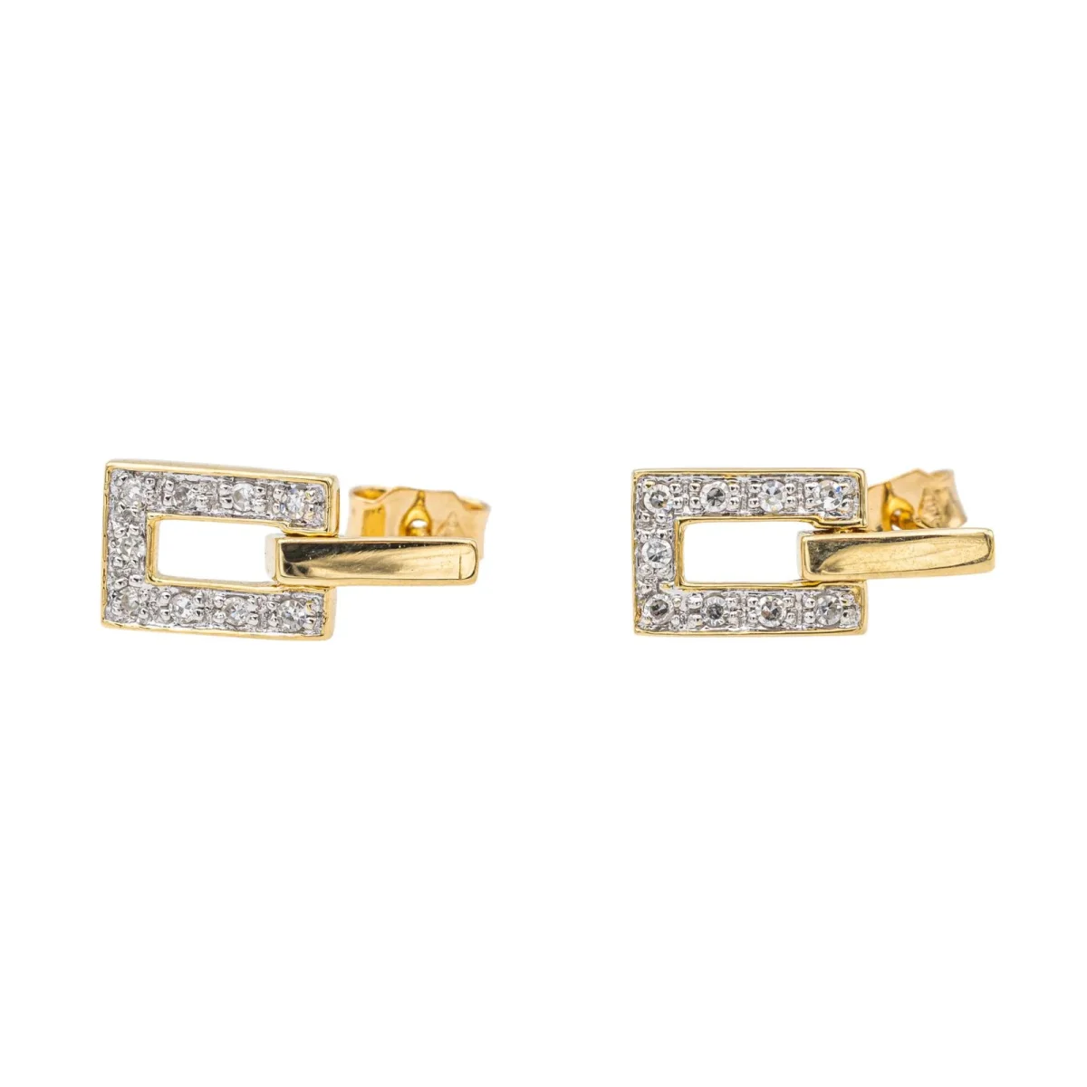 Boucles d'oreilles Puces Or jaune, Or blanc Diamant – Image 4
