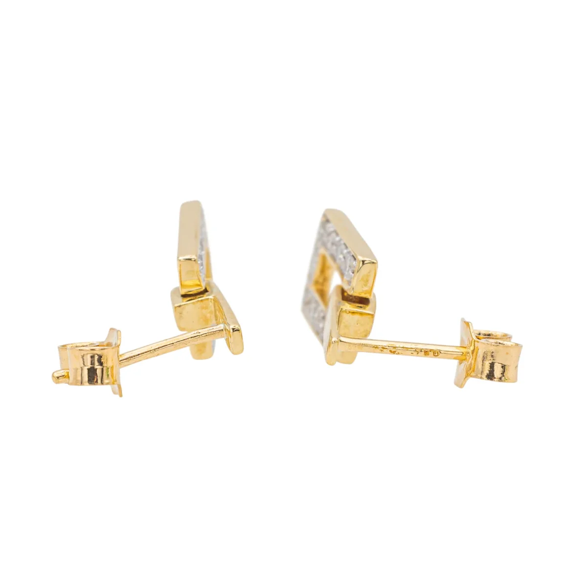 Boucles d'oreilles Puces Or jaune, Or blanc Diamant – Image 5