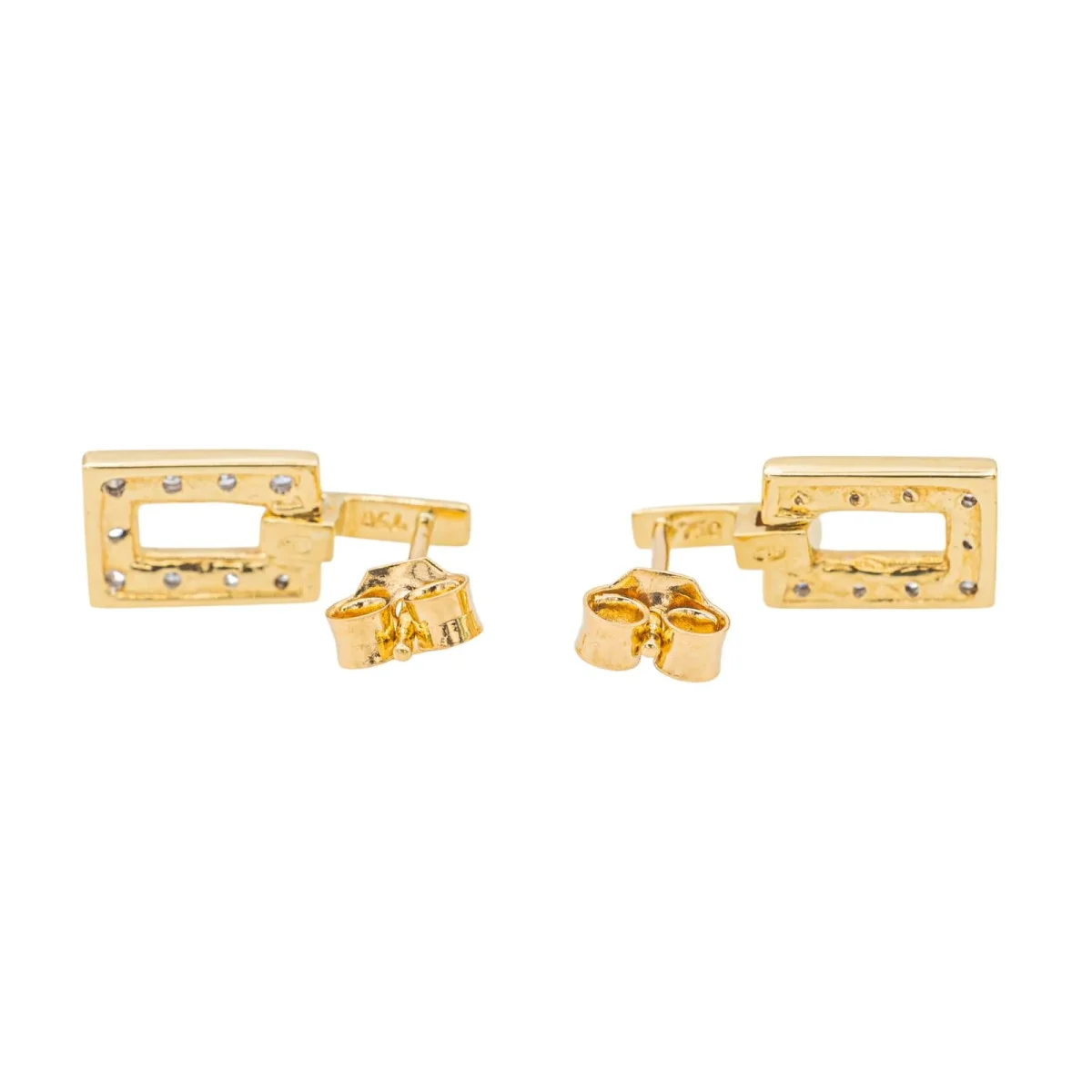 Boucles d'oreilles Puces Or jaune, Or blanc Diamant – Image 6