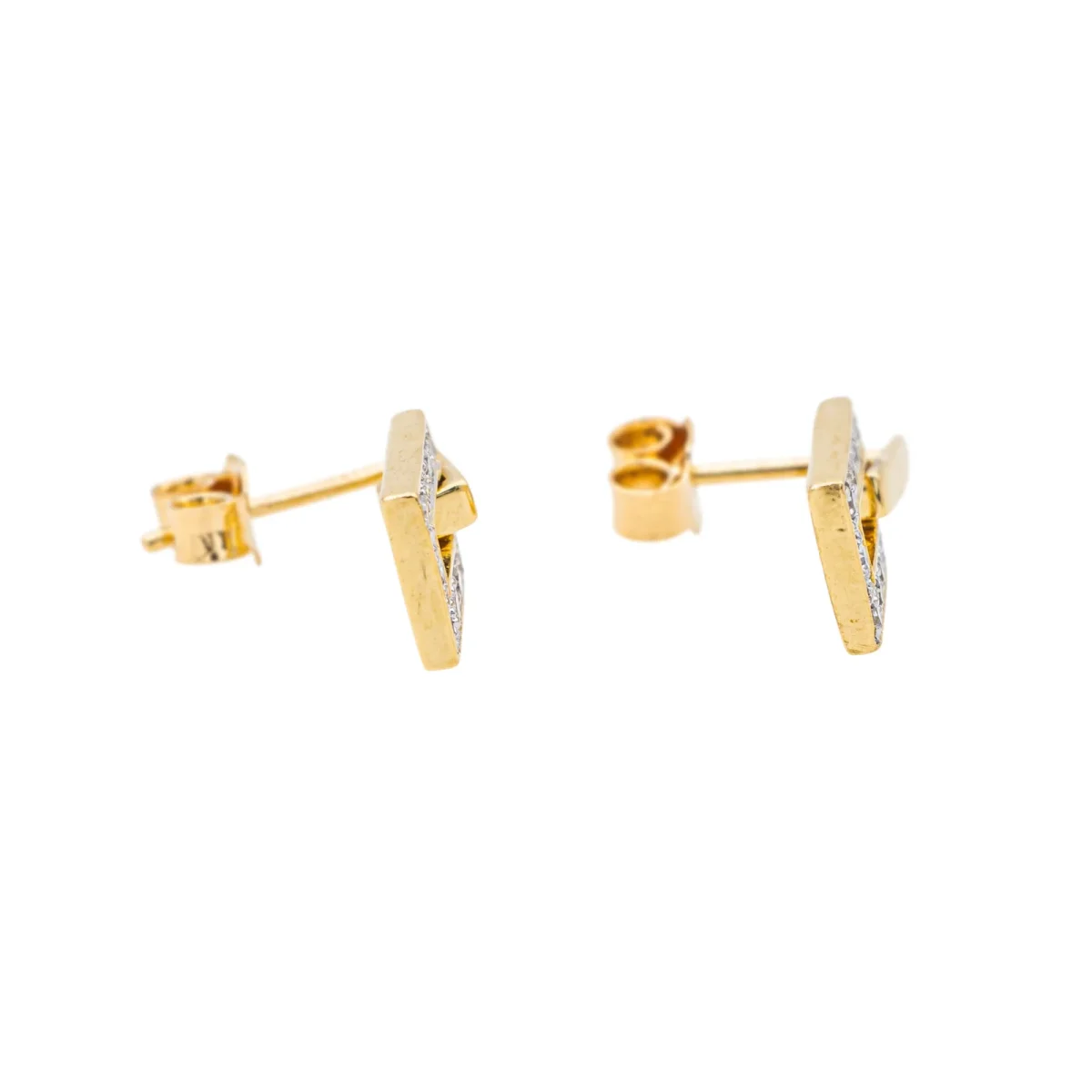 Boucles d'oreilles Puces Or jaune, Or blanc Diamant – Image 7