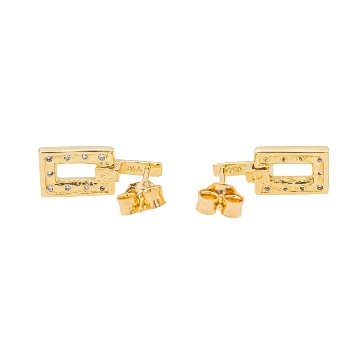 Boucles d'oreilles Puces Or jaune, Or blanc Diamant – Image 8
