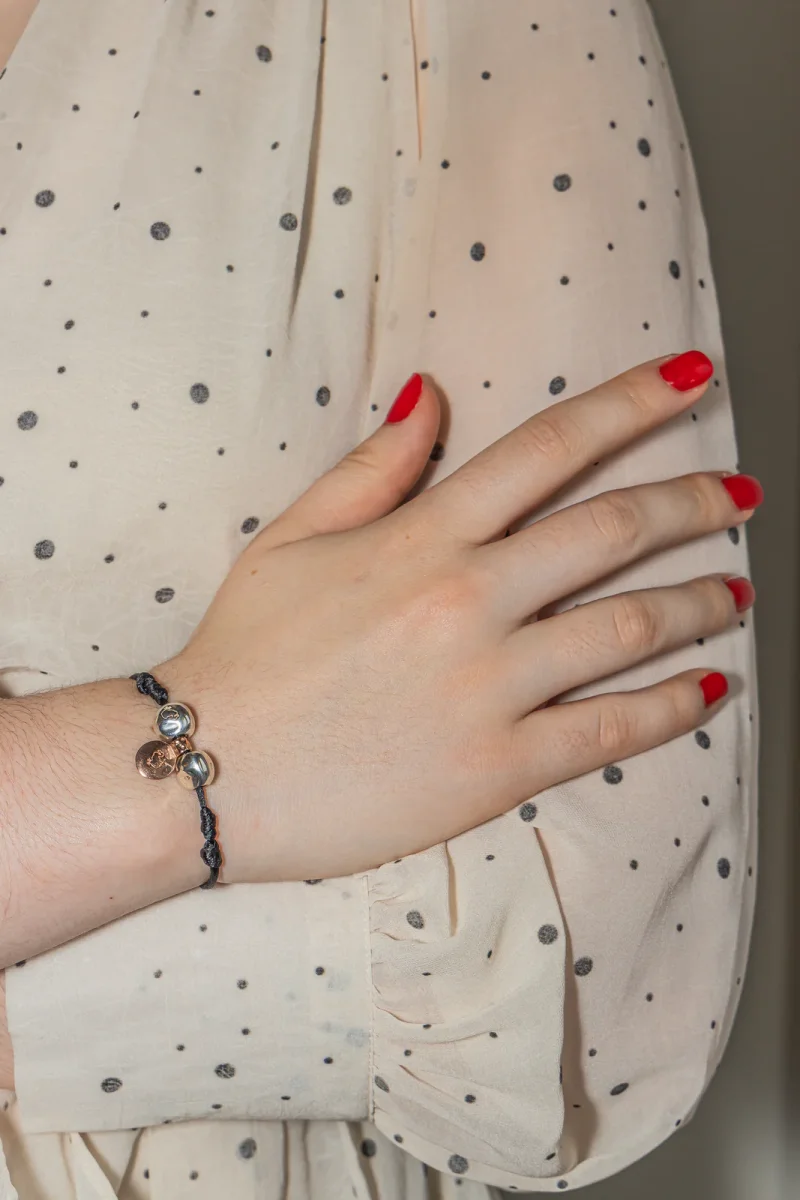 Dodo pomellato Bracelet Cordon Or rose, Argent – Image 3