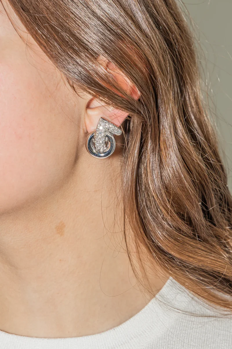 Boucles d'oreilles Clip Or blanc Diamant – Image 3