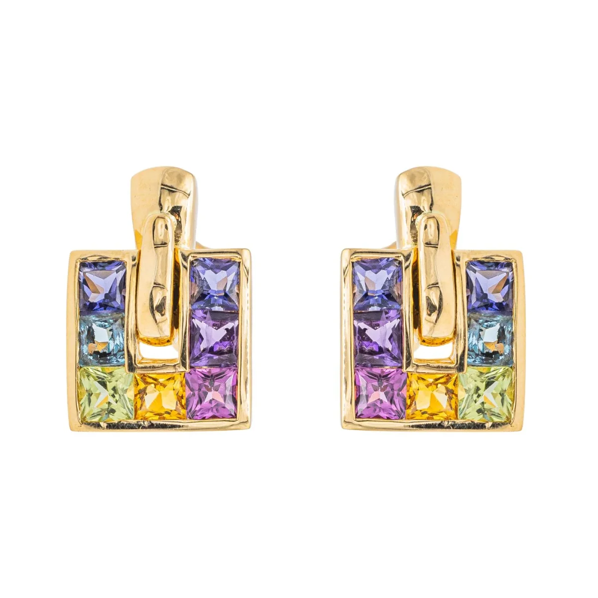 Guy laroche Boucles d'oreilles Or jaune Cordiérite, Améthyste, Grenat