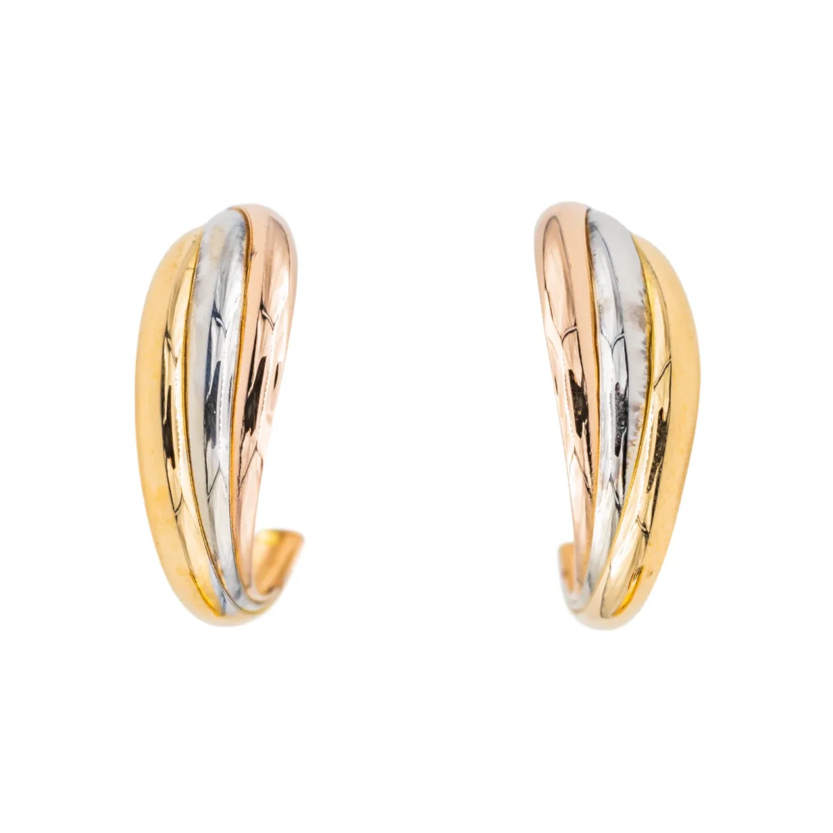 Boucles d'oreilles 3 ors Or jaune, Or rose, Or blanc – Image 3