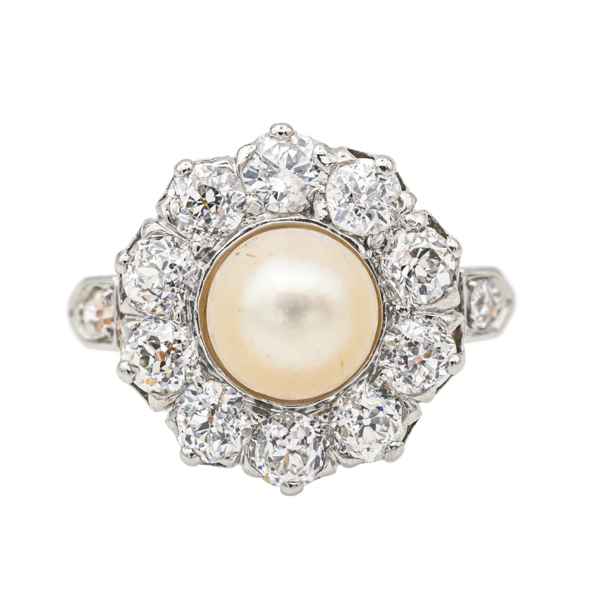 Bague Marguerite Or rose, Platine Perle, Diamant – Image 2