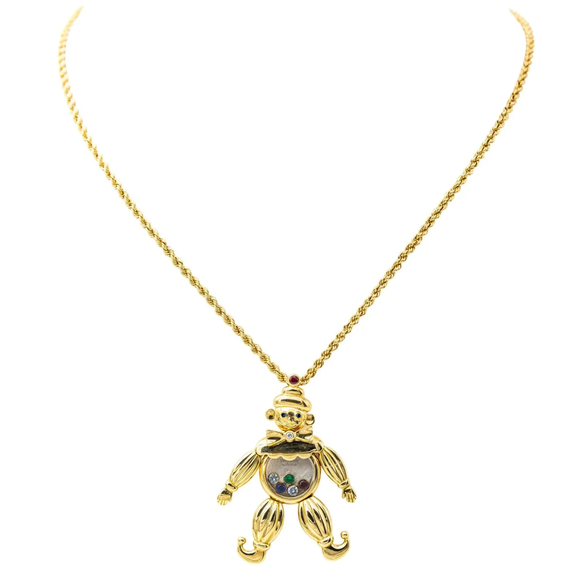 Chopard Collier Happy clown Or jaune Diamant, Rubis, Emeraude – Image 4