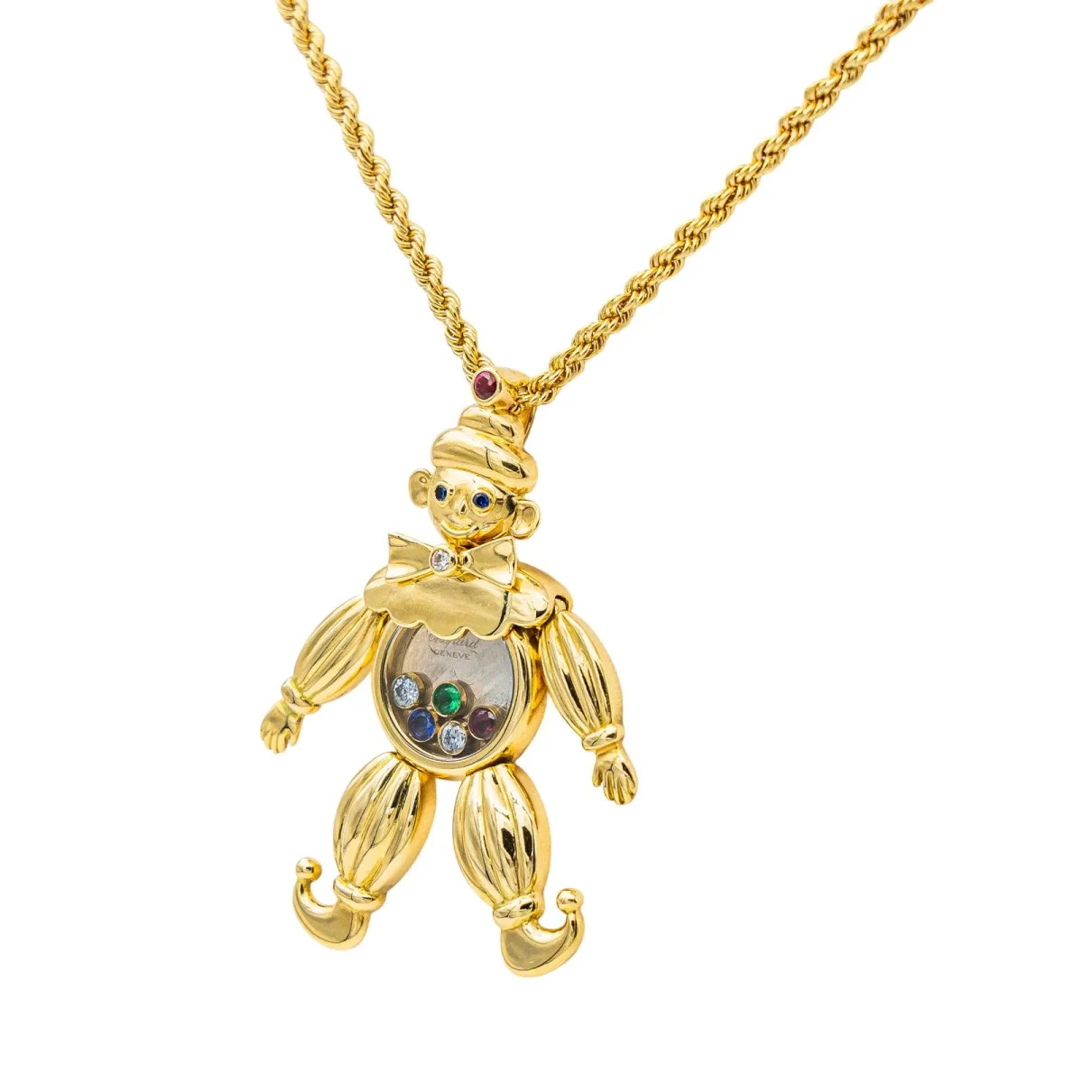 Chopard Collier Happy clown Or jaune Diamant, Rubis, Emeraude – Image 6