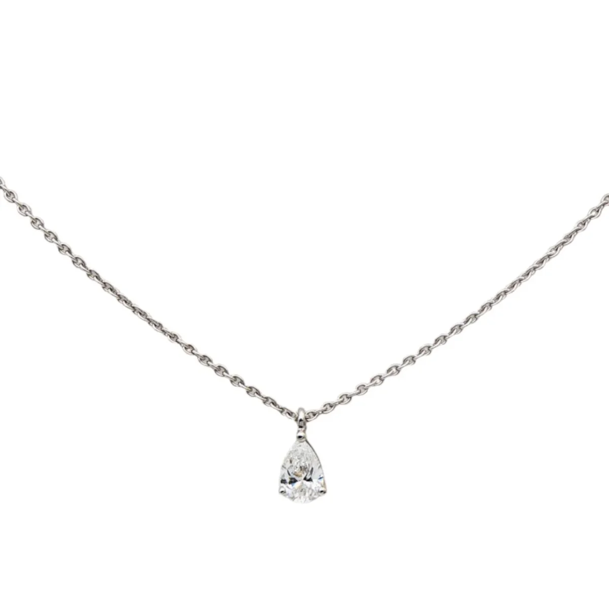 Collier Solitaire Or blanc Diamant – Image 2
