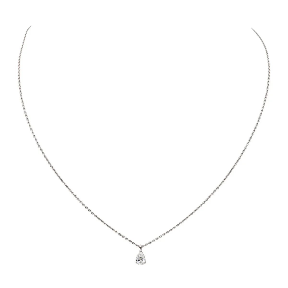 Collier Solitaire Or blanc Diamant – Image 4