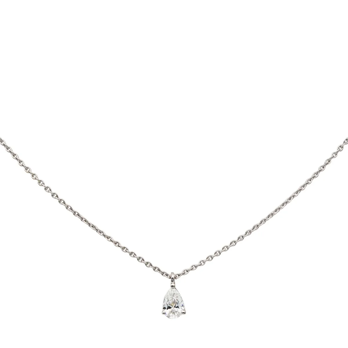 Collier Solitaire Or blanc Diamant – Image 6