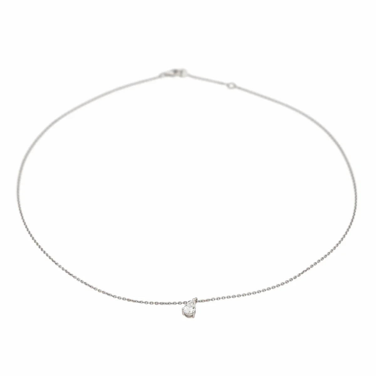 Collier Solitaire Or blanc Diamant – Image 9