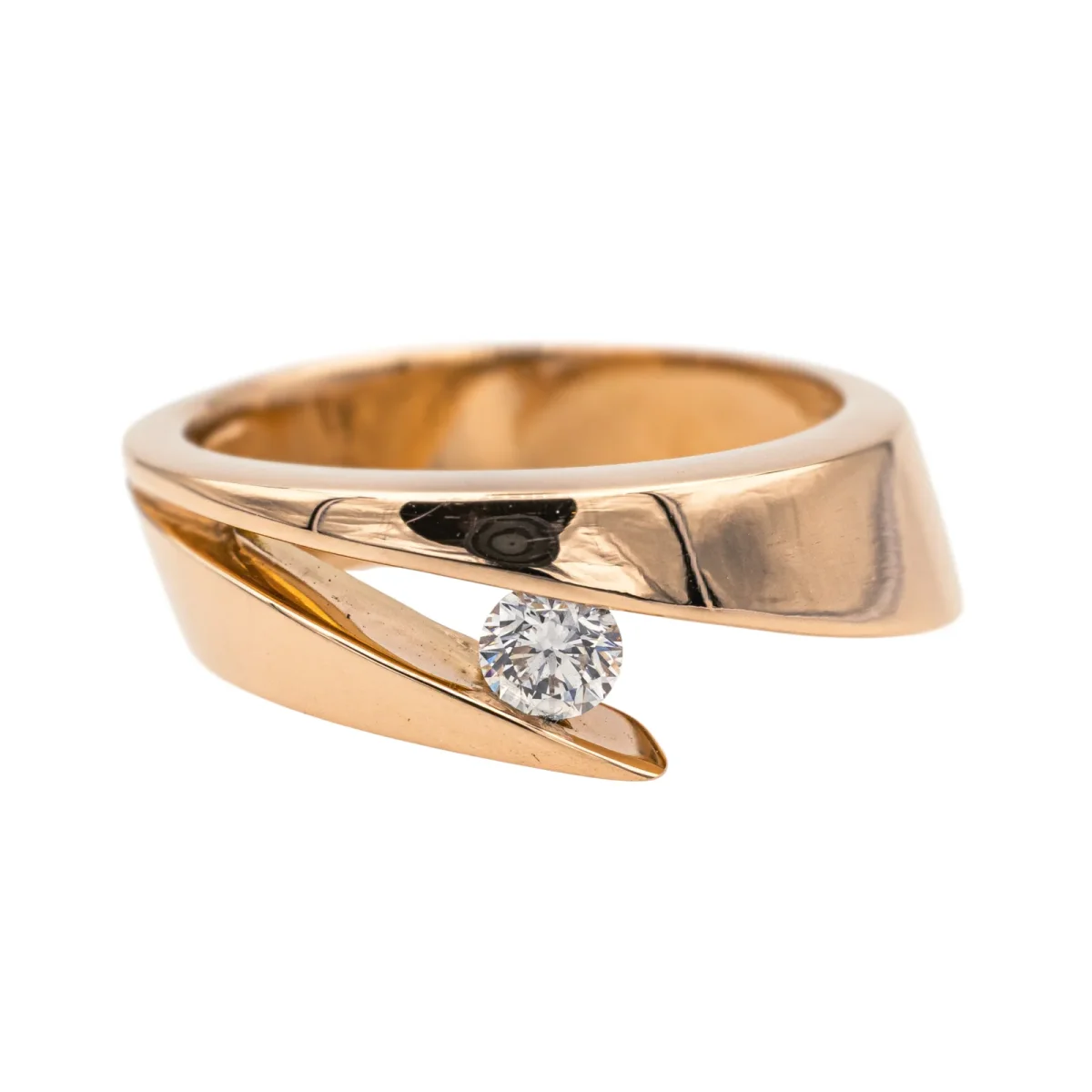 Garel Bague Solitaire Or rose Diamant