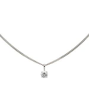 Collier Solitaire Or blanc Diamant