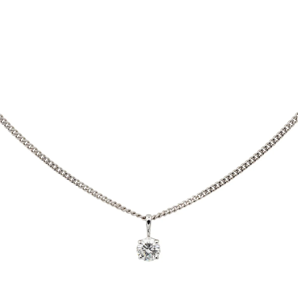 Collier Solitaire Or blanc Diamant – Image 2