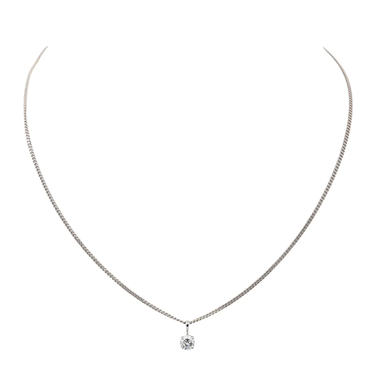 Collier Solitaire Or blanc Diamant – Image 4
