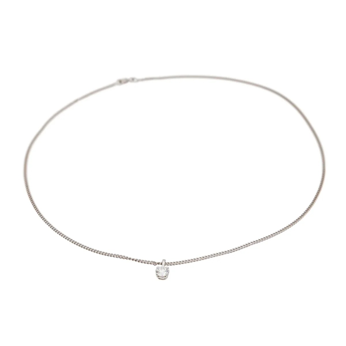 Collier Solitaire Or blanc Diamant – Image 5