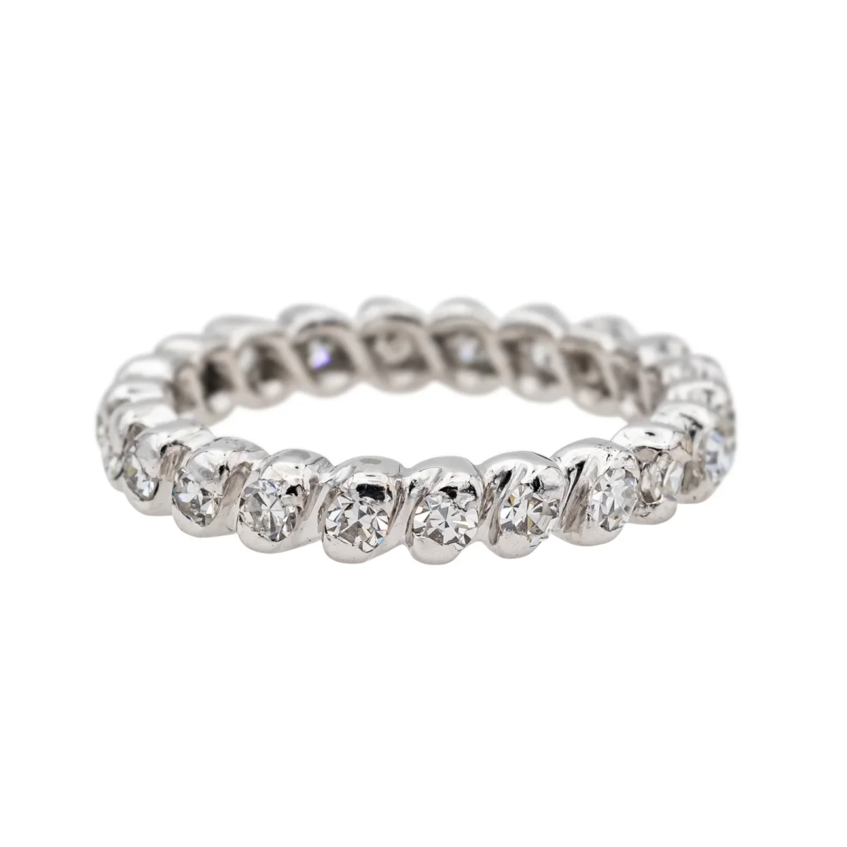 Bague Alliance américaine Or blanc Diamant – Image 2