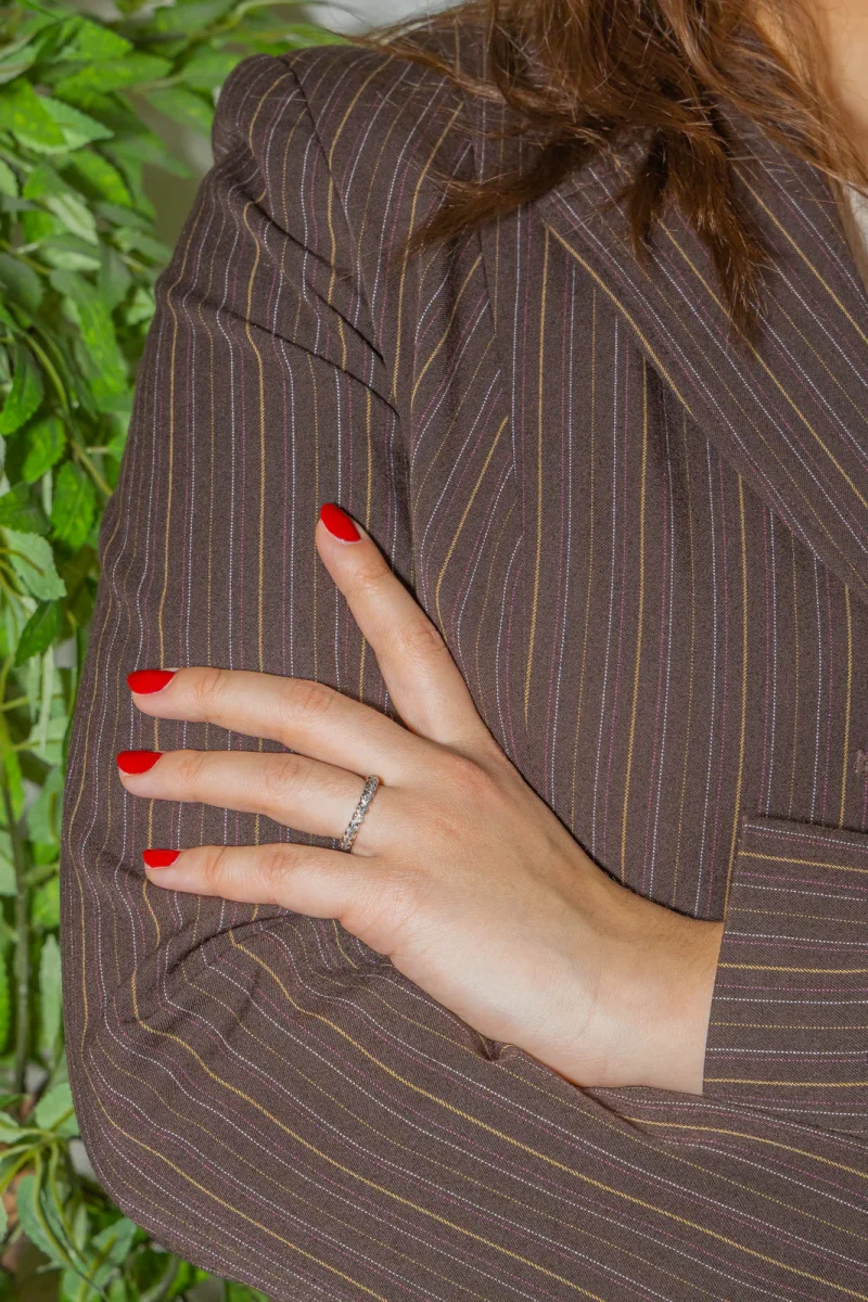 Bague Alliance américaine Or blanc Diamant – Image 3