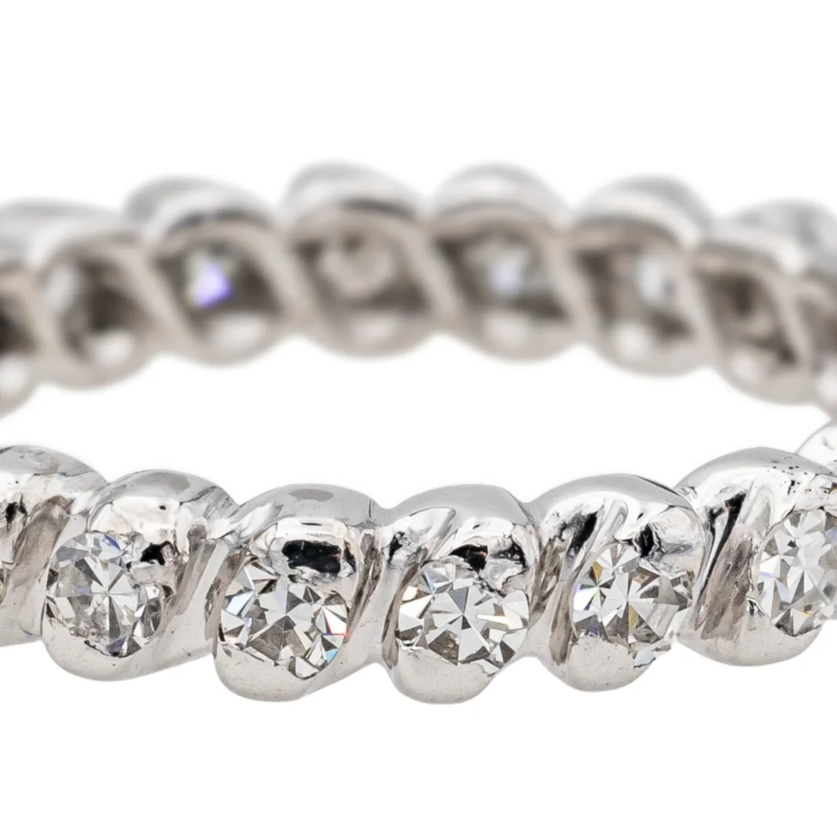 Bague Alliance américaine Or blanc Diamant – Image 4