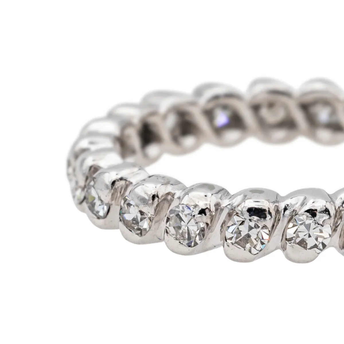 Bague Alliance américaine Or blanc Diamant – Image 8