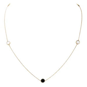 Collier Sautoir Or rose Onyx, Nacre