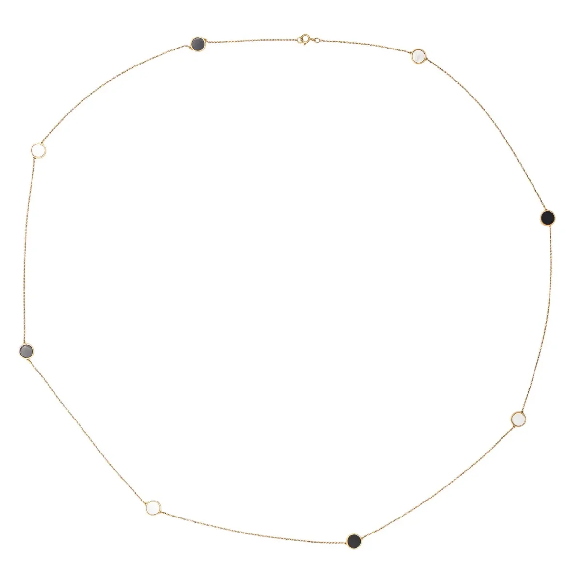 Collier Sautoir Or rose Onyx, Nacre – Image 4