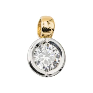 Pendentif Solitaire Or jaune, Or blanc Diamant