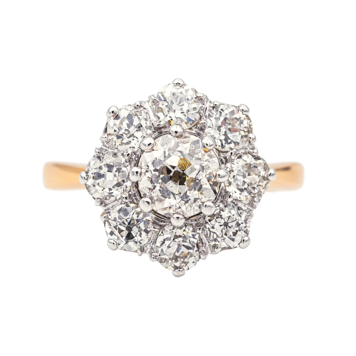 Bague Marguerite Or rose, Platine Diamant