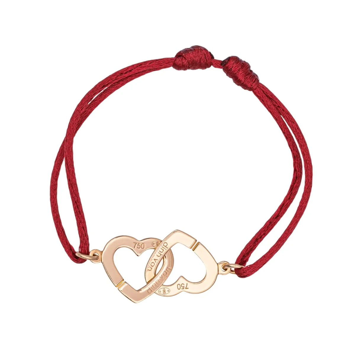 Dinh van Bracelet Cordon Double coeur Or rose