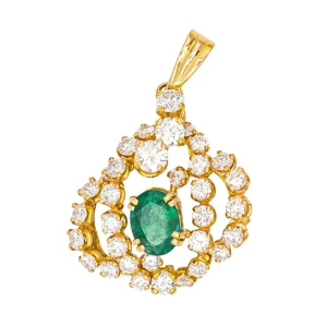 Pendentif Or jaune Emeraude, Diamant