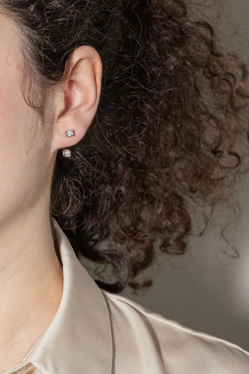 Dinh van Boucles d'oreilles Cube Or blanc Diamant – Image 3