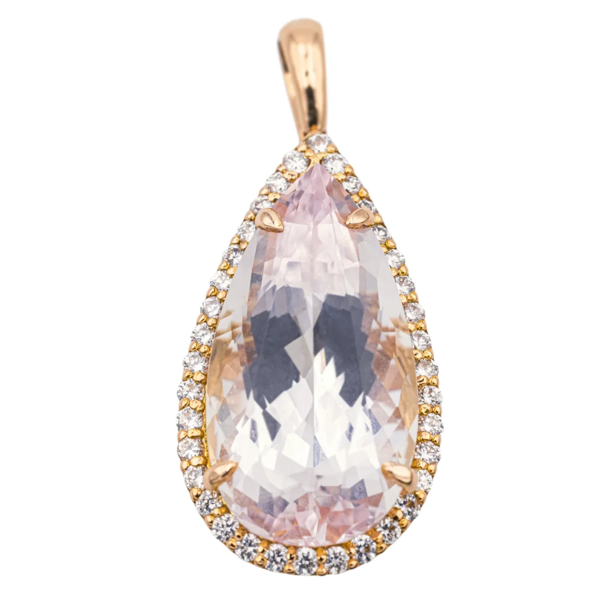 Pendentif Poire Or rose Morganite, Diamant – Image 2