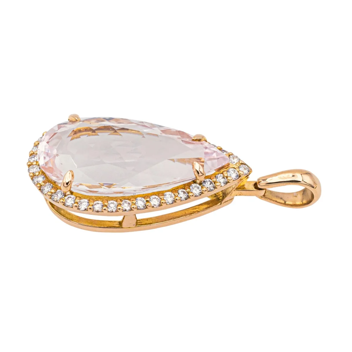 Pendentif Poire Or rose Morganite, Diamant – Image 3