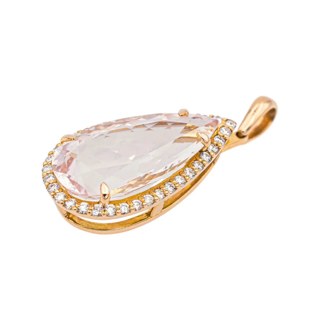 Pendentif Poire Or rose Morganite, Diamant – Image 4