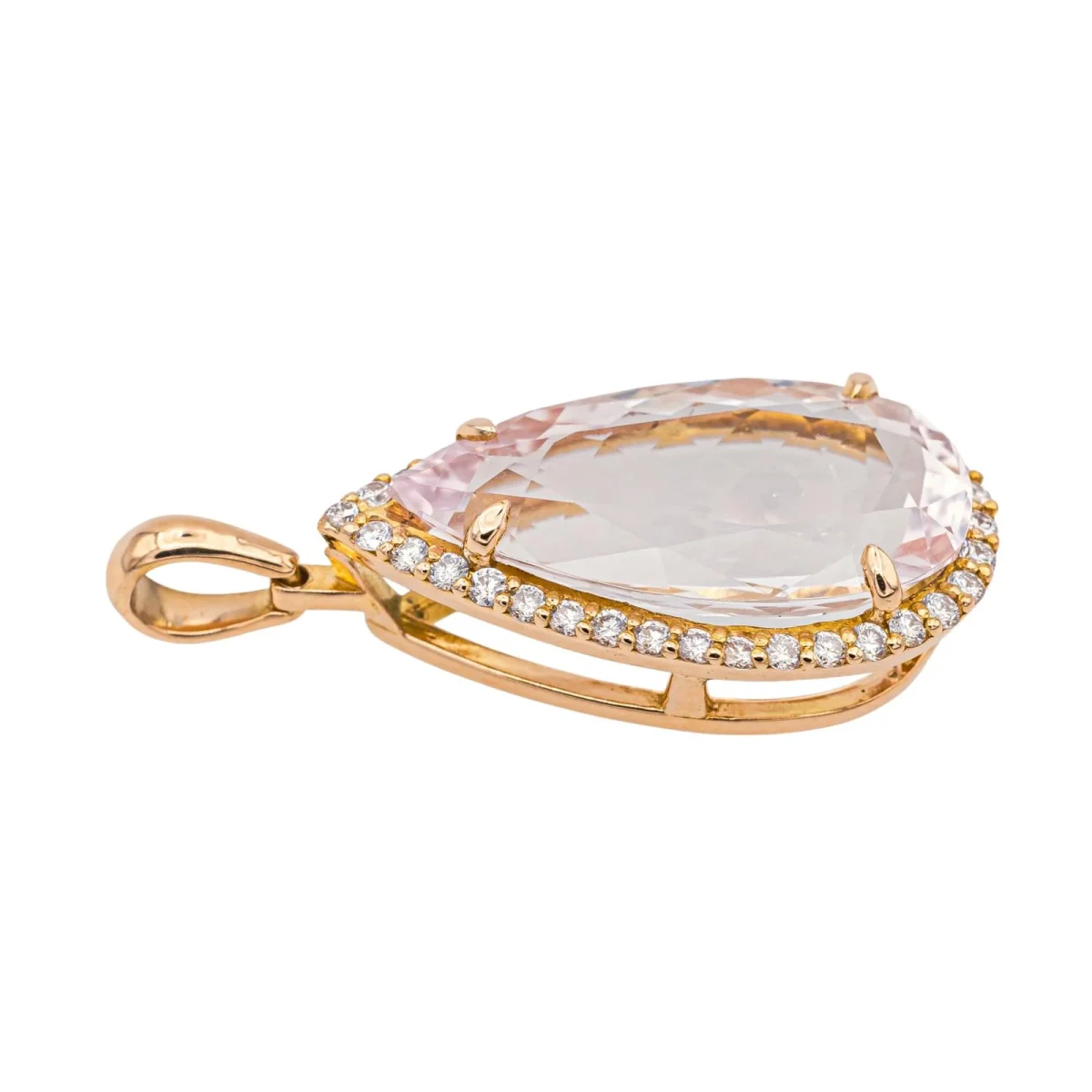 Pendentif Poire Or rose Morganite, Diamant – Image 6