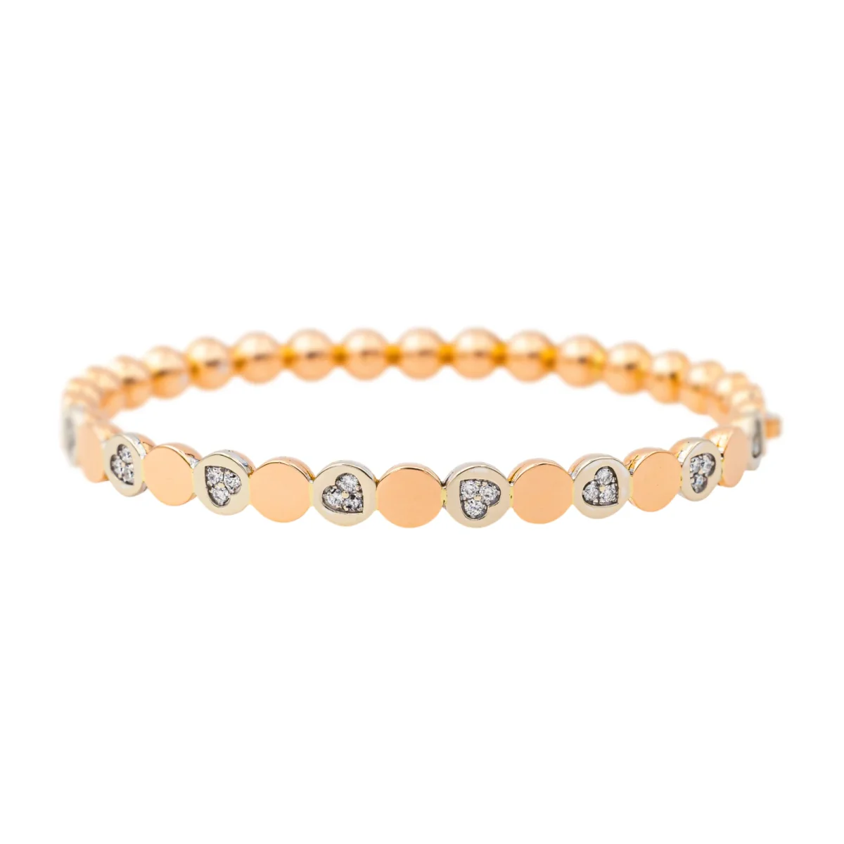 Bracelet Jonc Or rose, Or blanc Diamant – Image 2