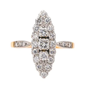 Bague Marquise Or rose, Or blanc Diamant