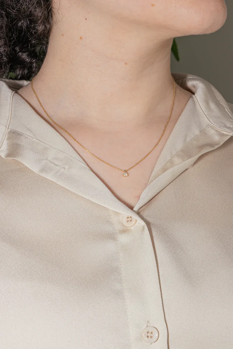 Collier Solitaire Or jaune Diamant – Image 3