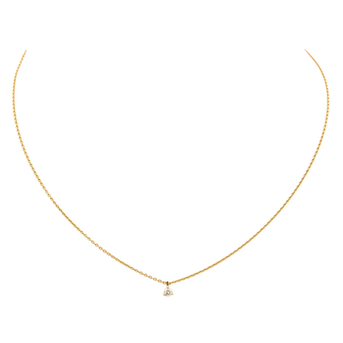Collier Solitaire Or jaune Diamant – Image 4