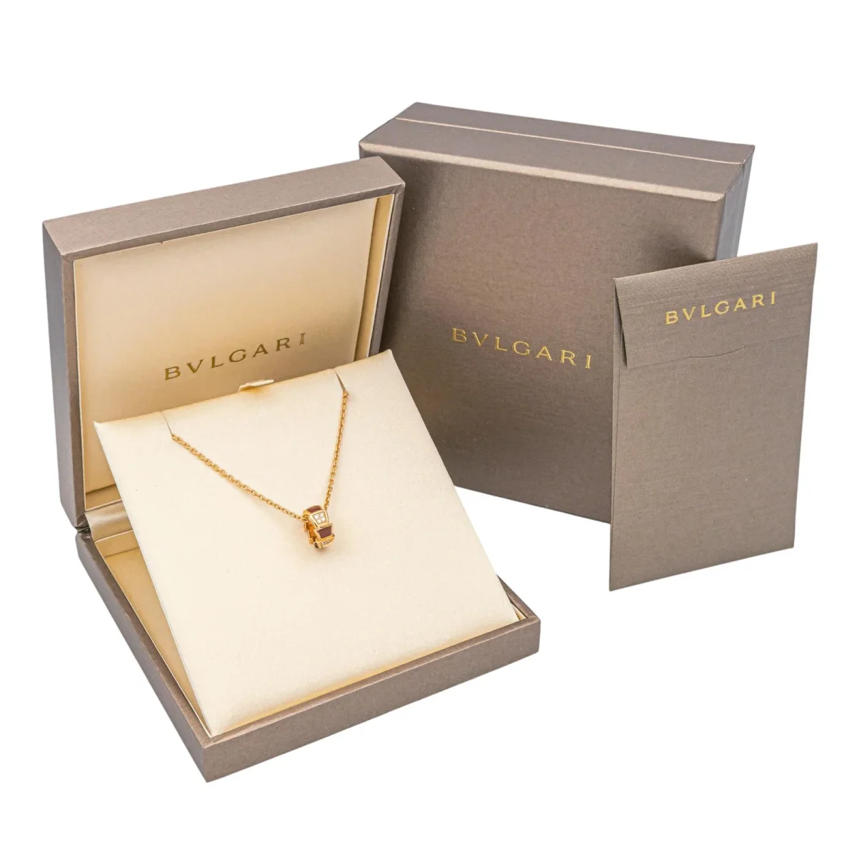 Bulgari Collier Serpenti Or rose Cornaline, Diamant – Image 4