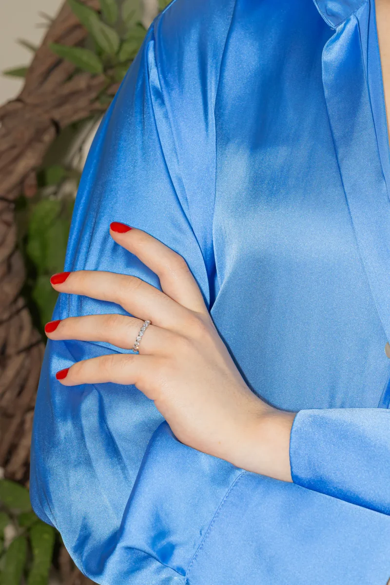 Bague Demi-alliance Or blanc Diamant – Image 9