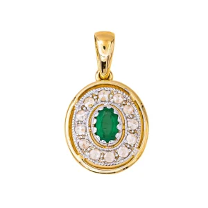 Pendentif Or jaune, Or blanc Emeraude, Diamant