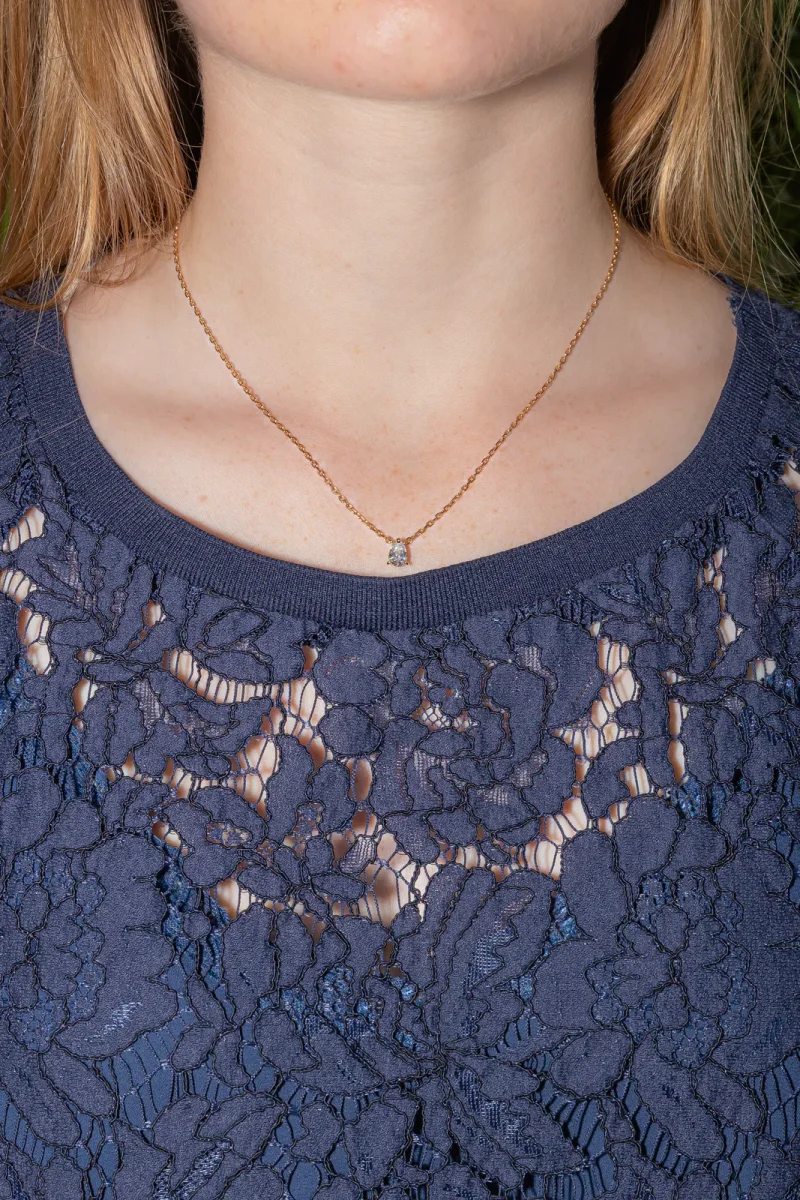 Collier Solitaire Or rose Diamant – Image 3