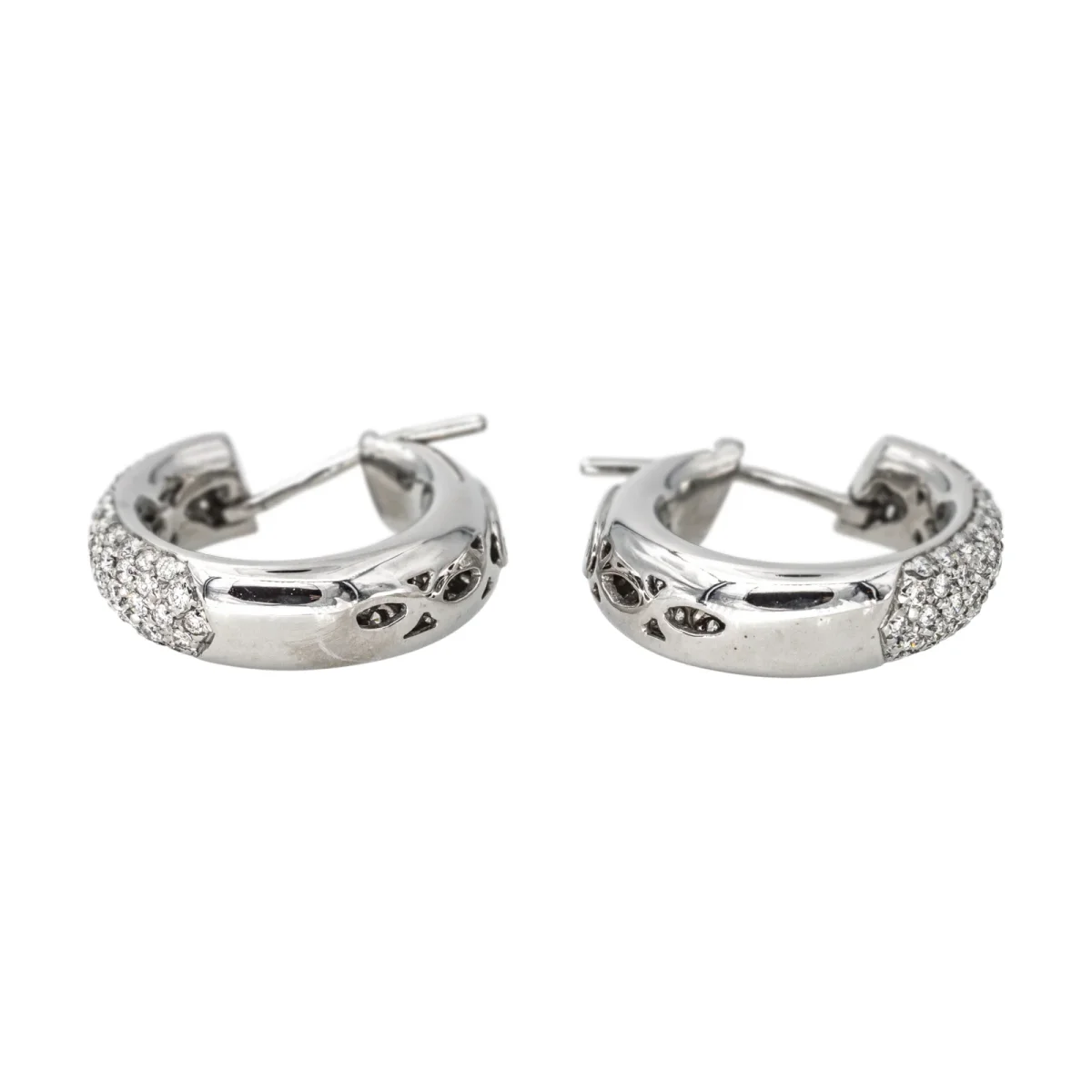 Boucles d'oreilles Créoles Or blanc Diamant – Image 5